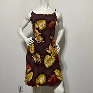 Hilo-Hattie Hawaiian Square Neck Floral Mini Length Tropical Print Size L